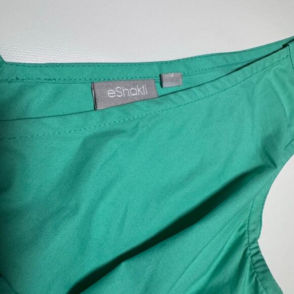 Vintage eShakti Fit and Flare Cotton Dress Turquoise Cottage Minimalist Size 12 - Picture 6 of 9